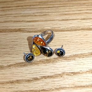 Baltic Amber ring and Earrings